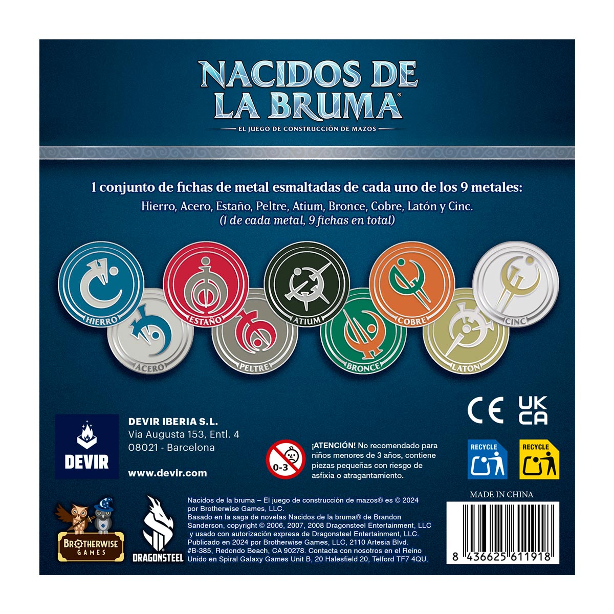 Nacidos de la Bruma Fichas de Metal (PREVENTA)